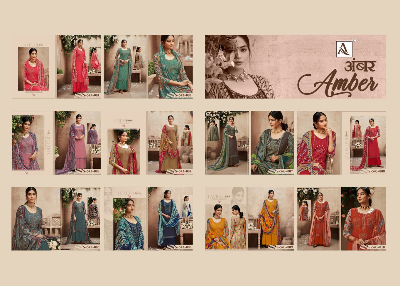 Alok Amber Designer Festive Wear Pure Viscose Rayon Self Print with Fancy Embroidery and Swarovski Diamond Work Top With Chiffon Dupatta Dress Material Collection
